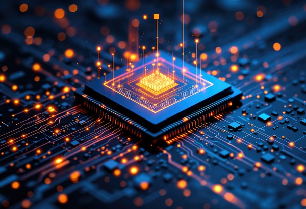 AI semiconductor chip lit up