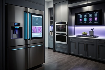 Kitchen with smart home appliances